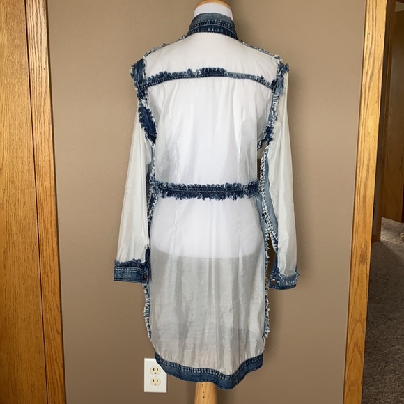 Adore denim and sheer snap front duster size S - Picture 3 of 6